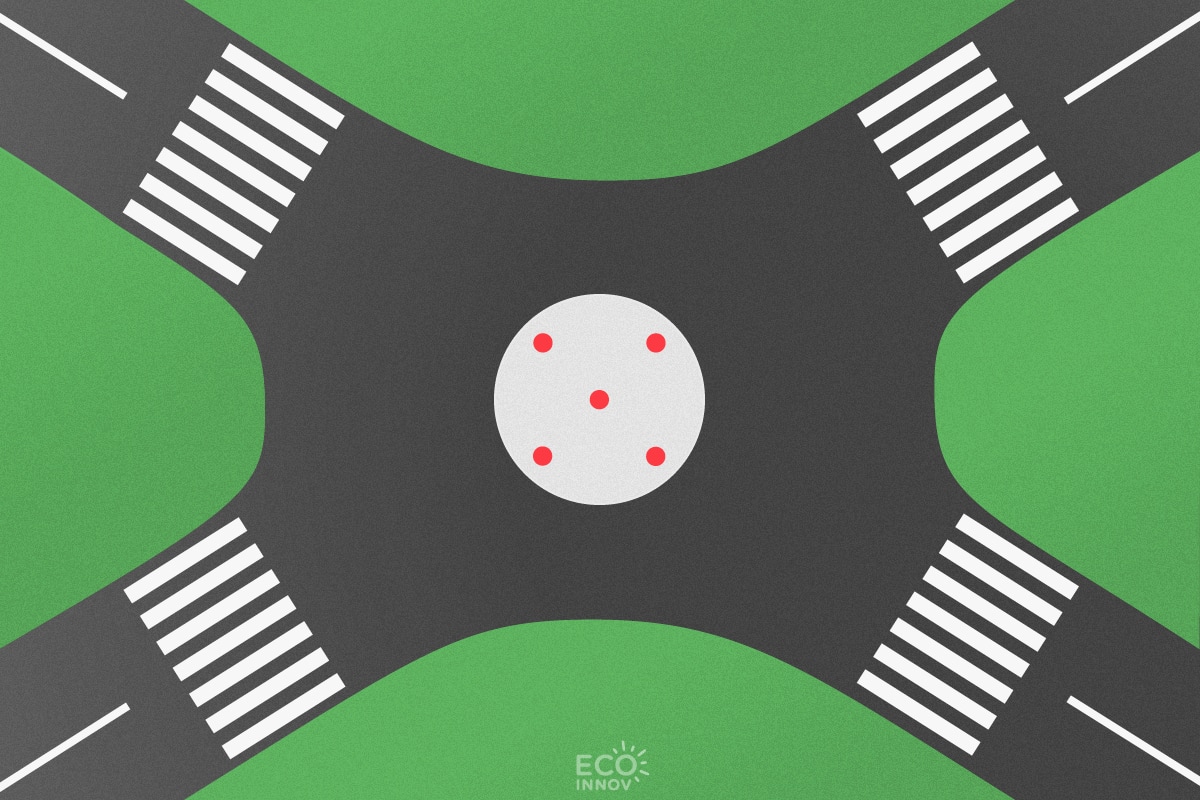 Safety light signalling with beacons on a compact mini roundabout - Eco-Innov