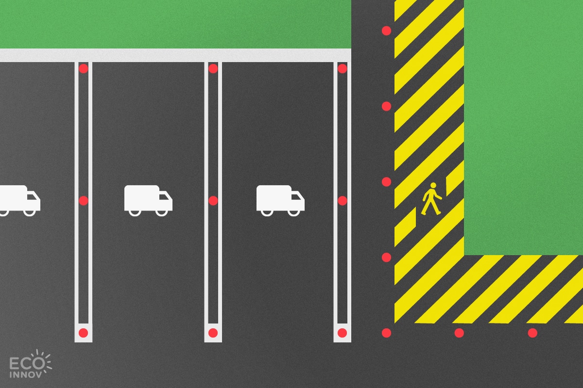 Signalisation lumineuse réflechissante par plot sur site industriel - Eco-Innov